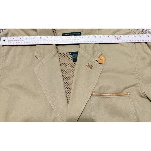 Orvis Zambezi Jacket Men XL Tan 2-Button Cotton Leather Trim Safari Field Coat - Picture 13 of 16